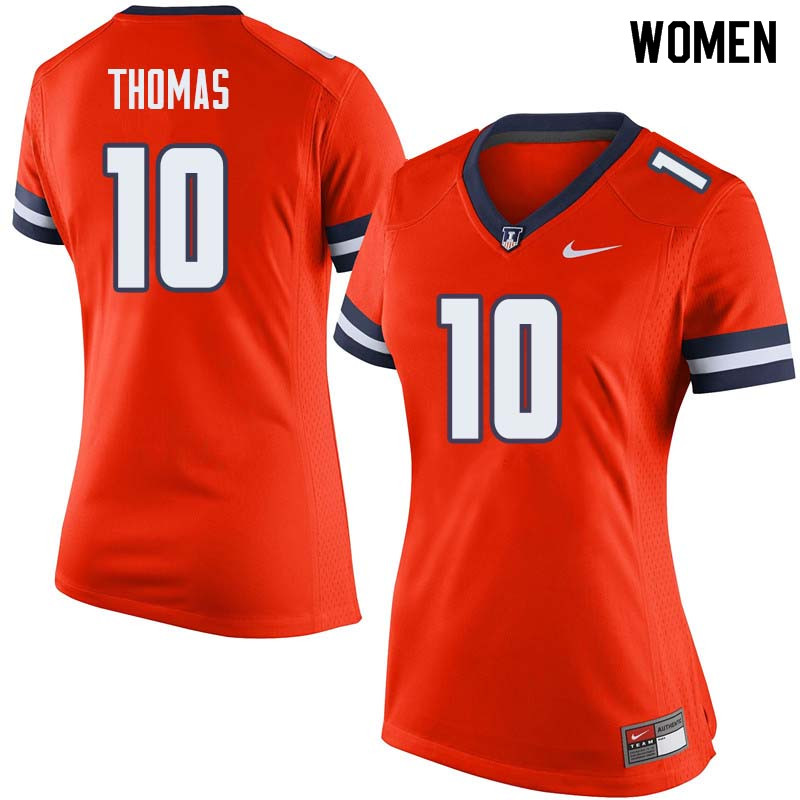 Women #10 Cam Thomas Illinois Fighting Illini College Football Jerseys Sale-Orange